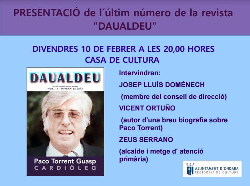 Presentació del número 11 de la revista DAUALDEU, a càrrec de Josep L. Doménech, Vicent Ortuño i Zeus Serrano